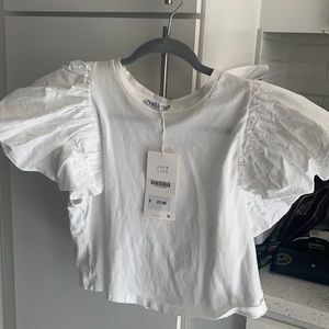 Zara puffy sleeve crop shirt